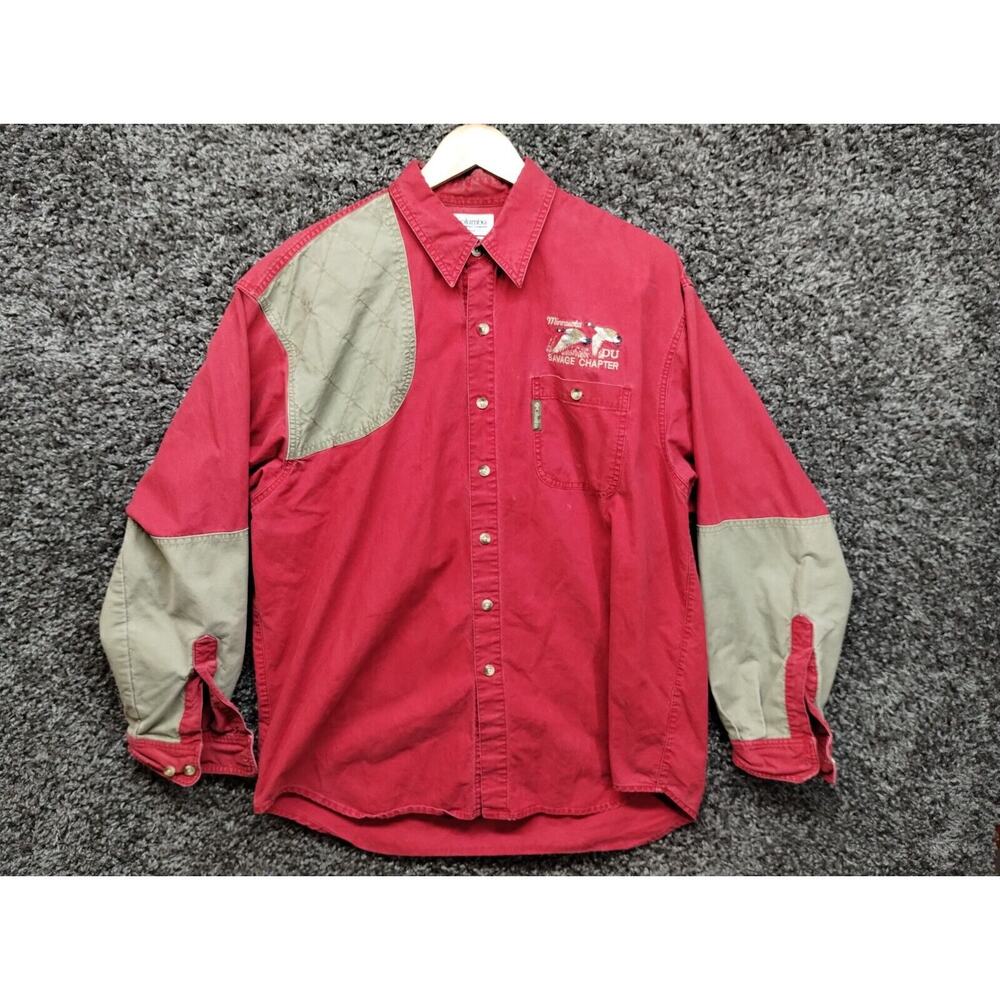 VTG Columbia Shooting Shirt Men Large Red Shoulder Padded Trap Skeet Outdoor